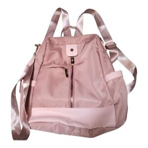 Stylish YME Satin Pink Backpack/Purse with Adjustable Straps